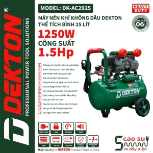MÁY NÉN KHÍ DEKTON DK-AC 2925 - 1.5 HP - 25 LÍT - DÂY ĐIỆN DÀI 5M MÁY NÉN KHÍ DEKTON DK-AC 2925 - 1.5 HP - 25 LÍT - DÂY ĐIỆN DÀI 5M