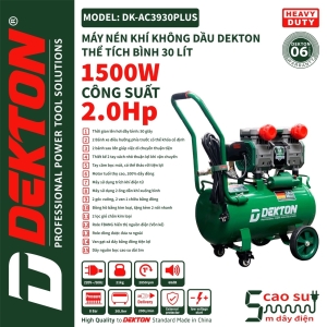MÁY NÉN KHÍ KHÔNG DẦU DEKTON DK - AC 3930 PLUS - 2 HP MÁY NÉN KHÍ KHÔNG DẦU DEKTON DK - AC 3930 PLUS - 2 HP
