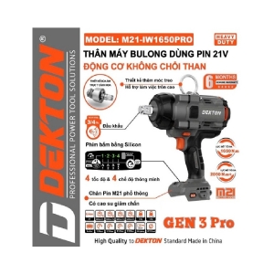 [TẶNG VOUCHER GIẢM GIÁ] Thân Máy siết Bulong Dekton M21 - IW 1650 PRO - đầu 3/4" (chưa pin sạc)